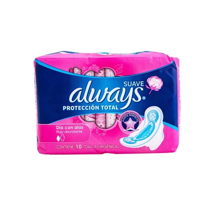 ALWAYS TUALLA SANITARIA PROTECCION TOTAL SUAVE 10 UND - SUPERMIX