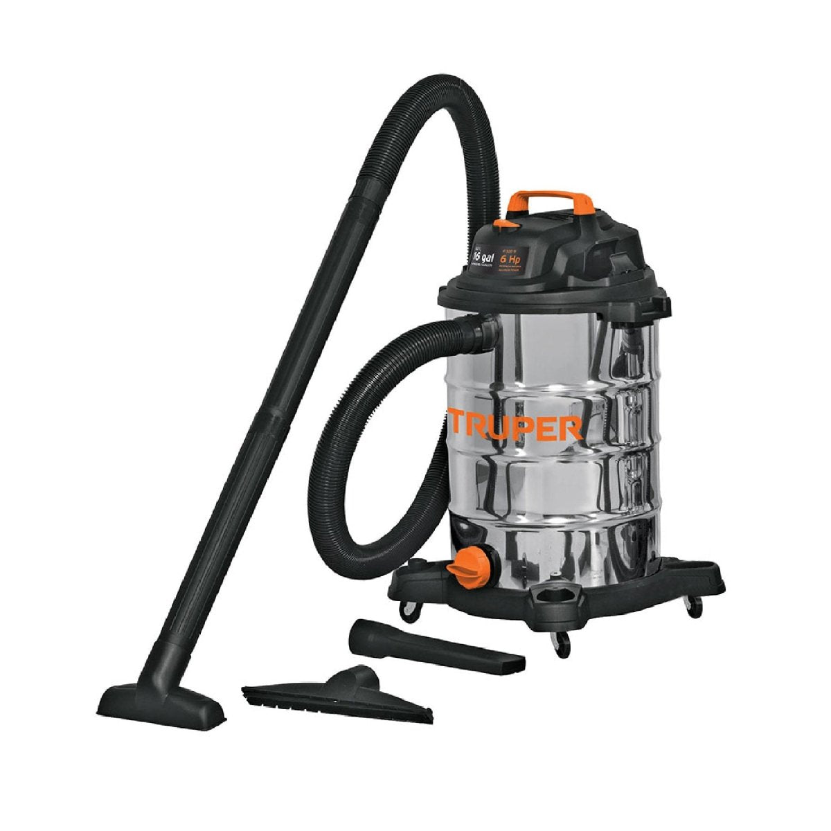 ASPIRADORA 16GL PARA SECO Y MOJADO DE ACERO INOXIDABLE TRUPER - SUPERMIX