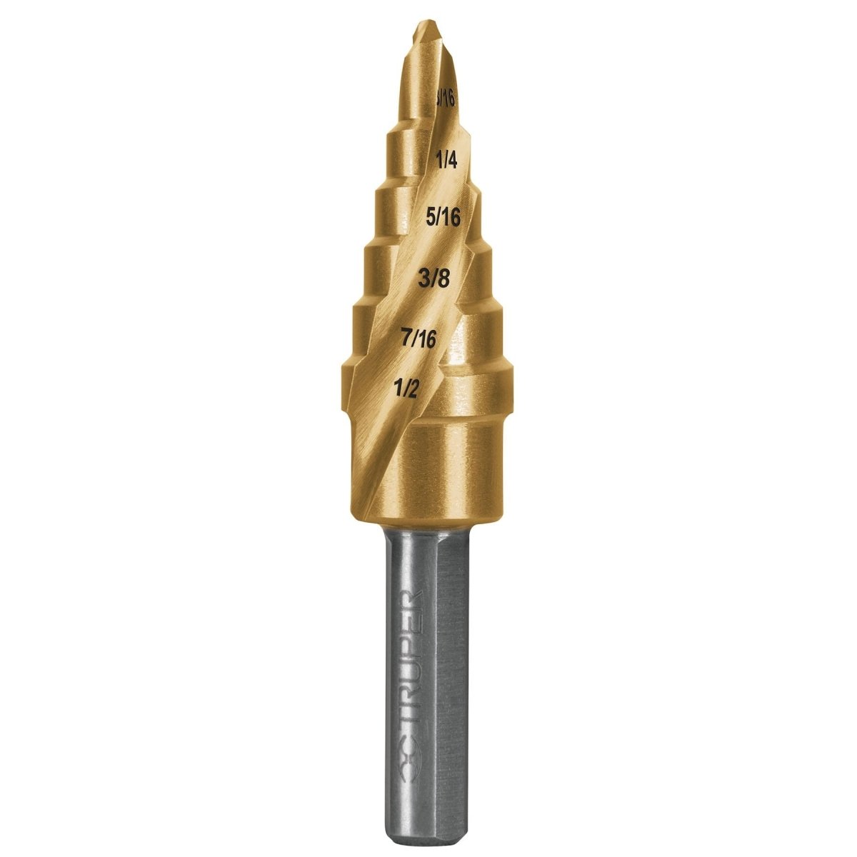 BARRENA 1/4" A 3/4" ESCALONADA DE TITANIO TRUPER - SUPERMIX