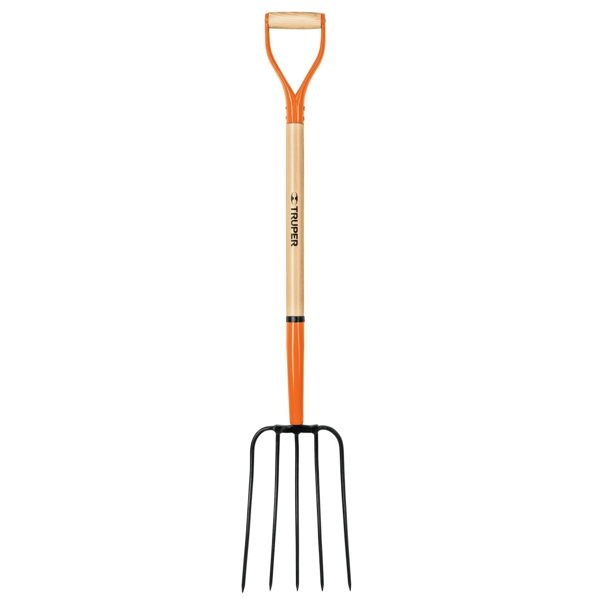 BIELDO PARA PAJA DE 5 DIENTES MANGO DE MADERA 35" TRUPER.. - SUPERMIX