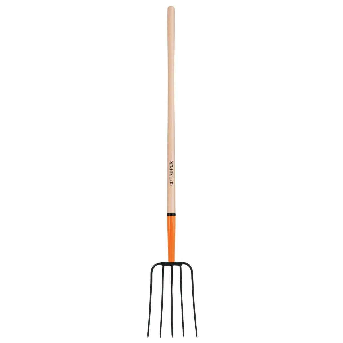 BIELDO PARA PAJA DE 5 DIENTES MANGO DE MADERA 48" TRUPER.. - SUPERMIX