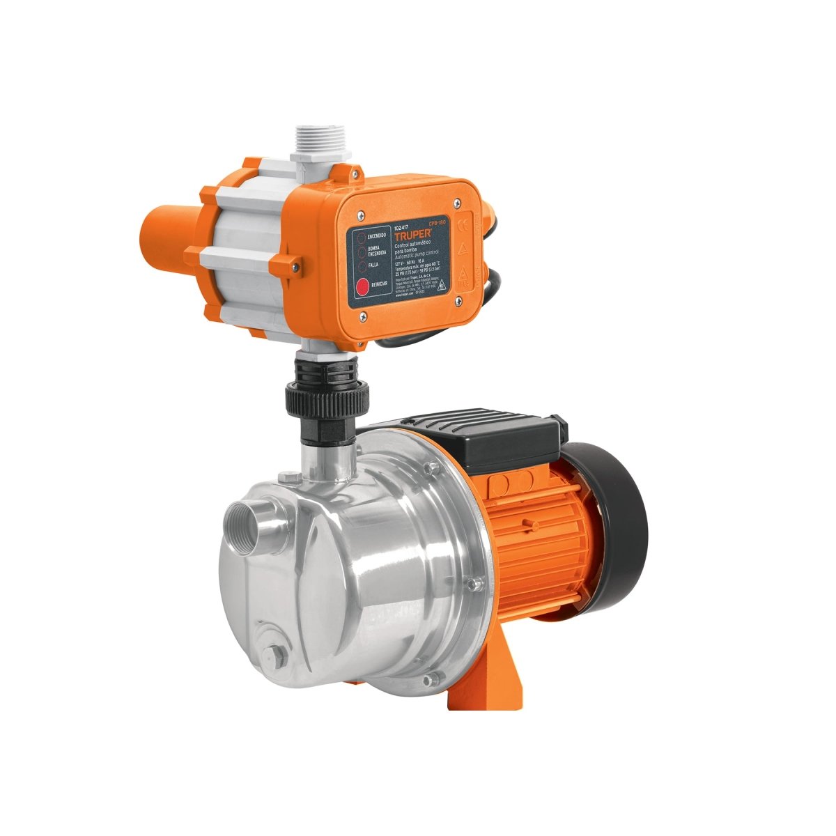 BOMBA PRESURIZADORA 1/2 HP, ACERO INOXID - SUPERMIX