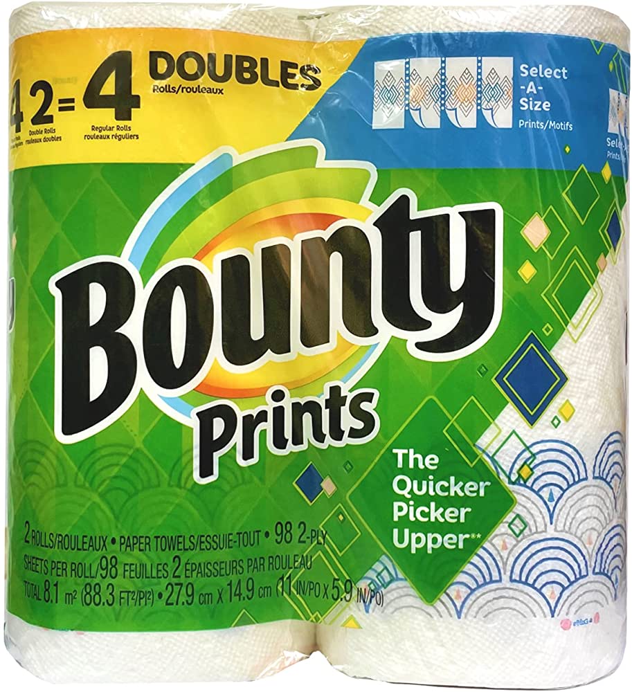BOUNTY PAPEL TOALLA SAS PRINT 2 PACK 98 HOJAS - SUPERMIX