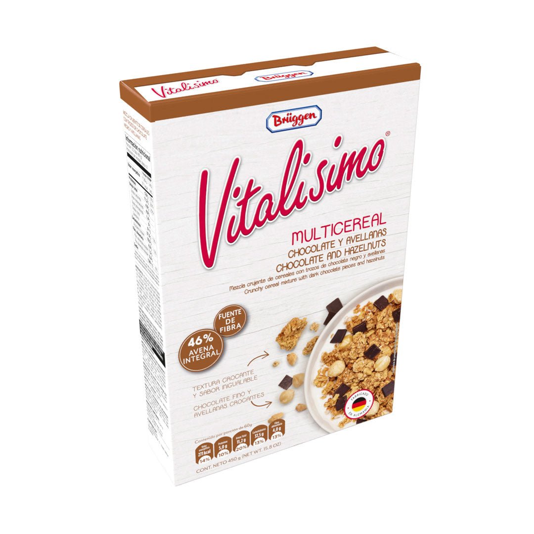 BRUGGEN CEREAL VITALISIMO MULTICEREAL C/CHOCOLATE Y AVELLANAS 450 GR - SUPERMIX