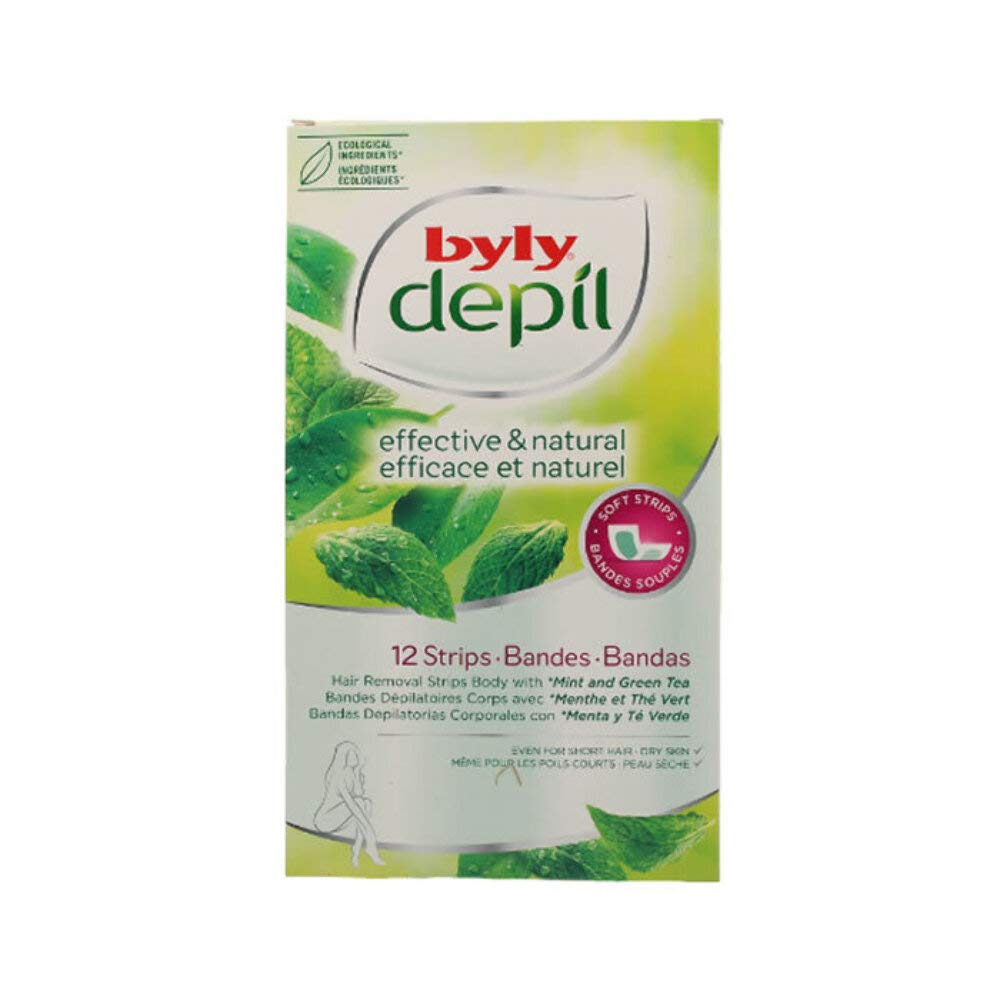 BYLY DEPIL BANDAS DE CERA CORPORALES MENTA Y TE VERDE 12 BANDAS - SUPERMIX