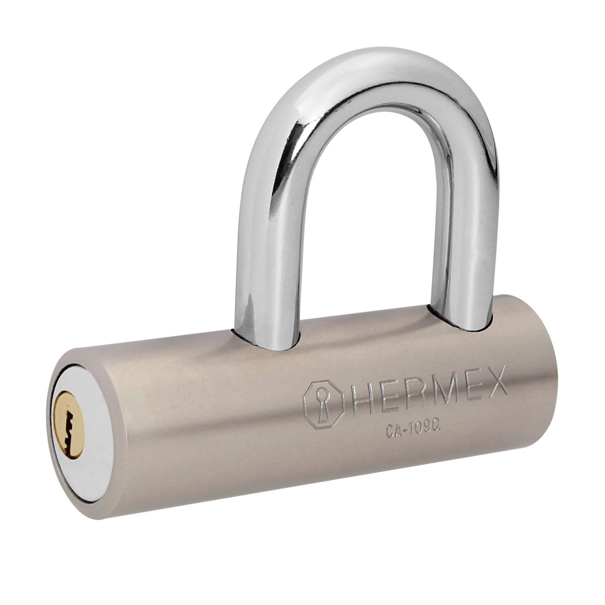 CANDADO 109MM LLAVE DE PUNTOS GANCHO LARGO MAXIMA SEGURIDAD DE ACERO HERMEX - SUPERMIX