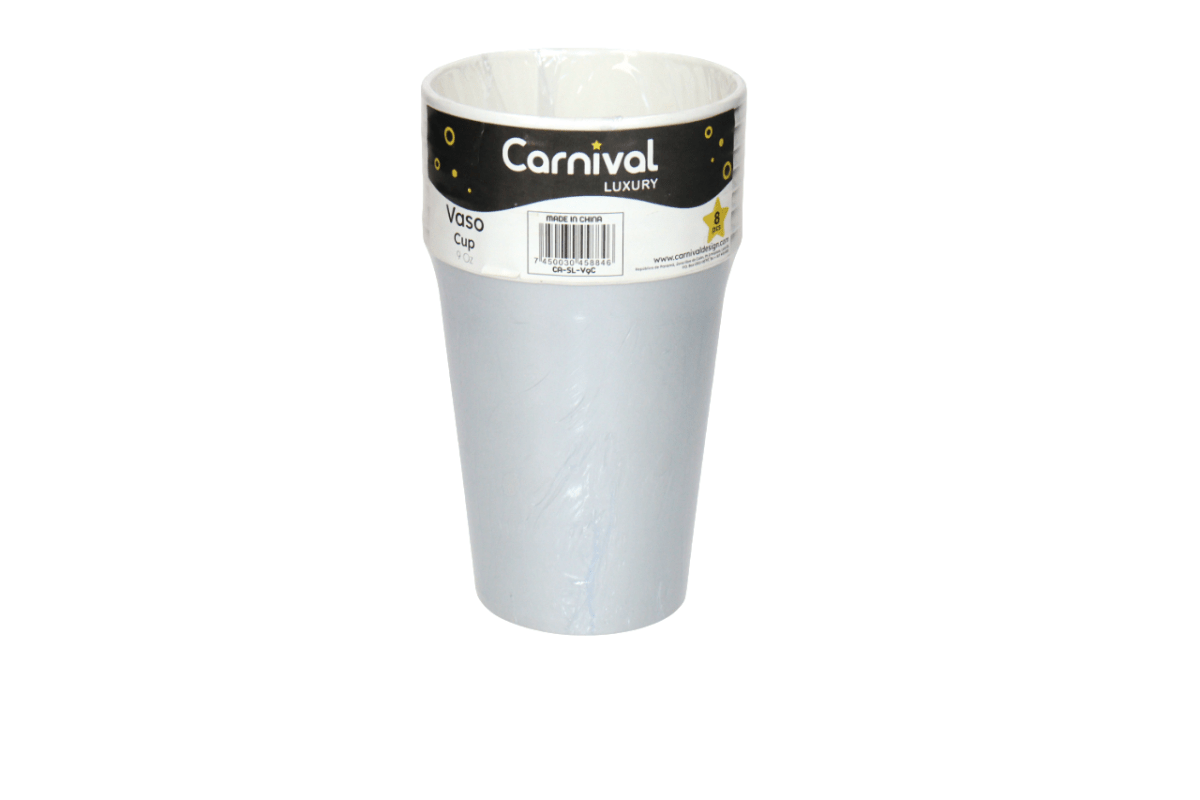 CARNIVAL VASOS CARTON No. 9 PLATEADO - SUPERMIX
