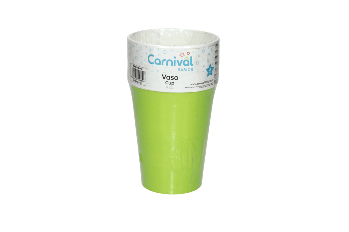 CARNIVAL VASOS CARTON No. 9 VERDES - SUPERMIX