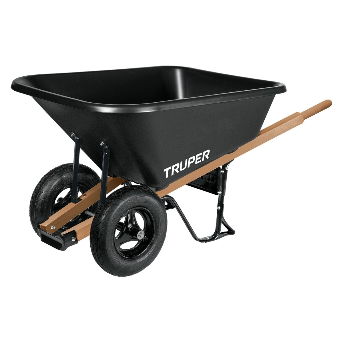 CARRETILLA 8FT3 PLASTICA MANGOS DE MADERA Y GOMA DOBLE LISA TRUPER - SUPERMIX