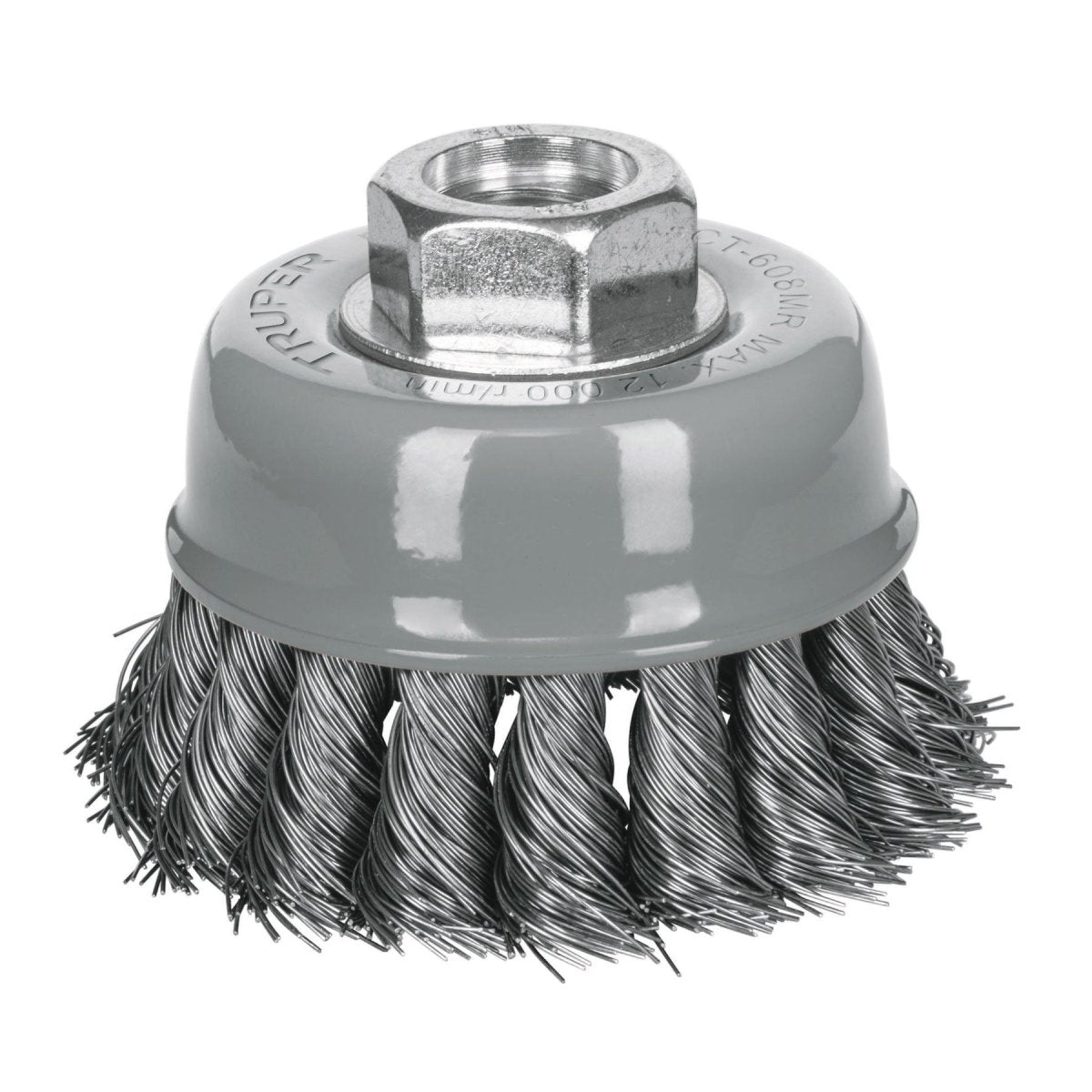 CEPILLO DE ALAMBRE TRENZADO FINO 4" DE EJE MULTI - ROSCA PARA ESMELIRADORA ANGULAR TRUPER.. - SUPERMIX