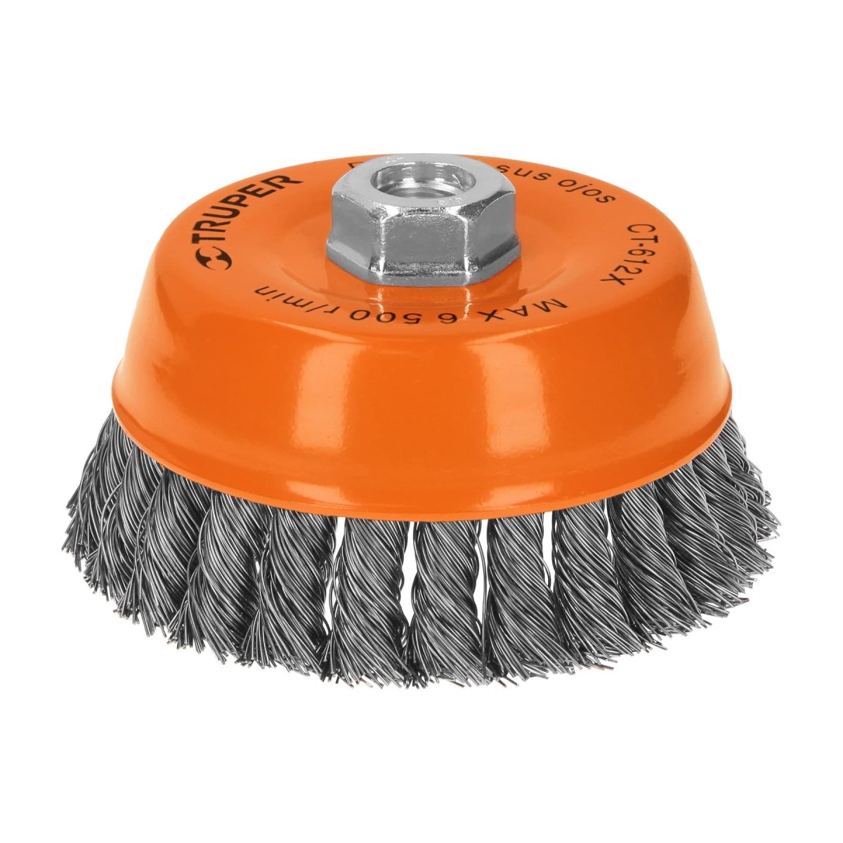 CEPILLO DE ALAMBRE TRENZADO GRUESO 5'' DE EJE 5/8 - 11 PARA ESMERILADORA ANGULAR TRUPER - SUPERMIX