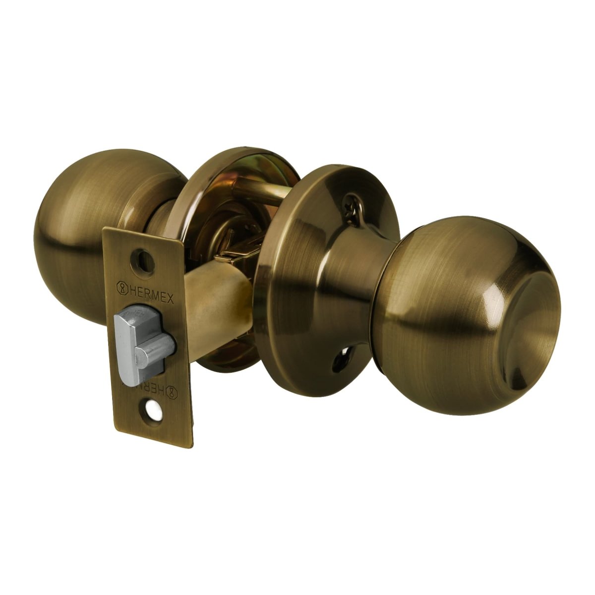 CERRADURA TIPO ESFERA PARA BAÑO MECANISMO TUBULAR LATON BRILLANTE EN CAJA HERMEX BASIC - SUPERMIX