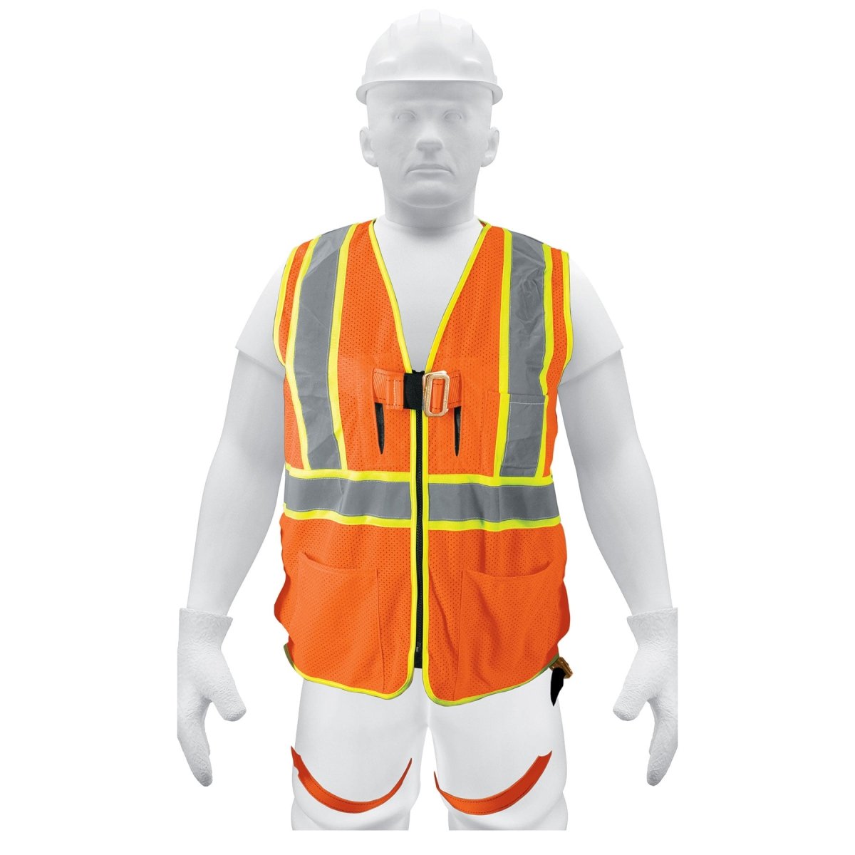 CHALECO NARANJA PARA ARNES CON CINTA DOBLE 2" MAXIMA VISIBILIDAD TRUPER - SUPERMIX