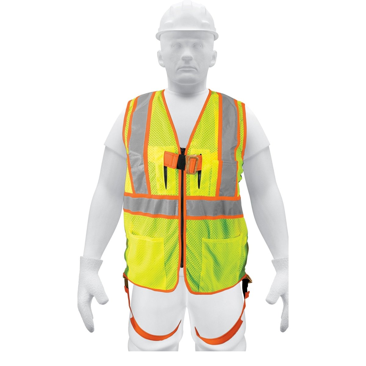 CHALECO VERDE PARA ARNES CON CINTA DOBLE 2" MAXIMA VISIBILIDAD TRUPER - SUPERMIX