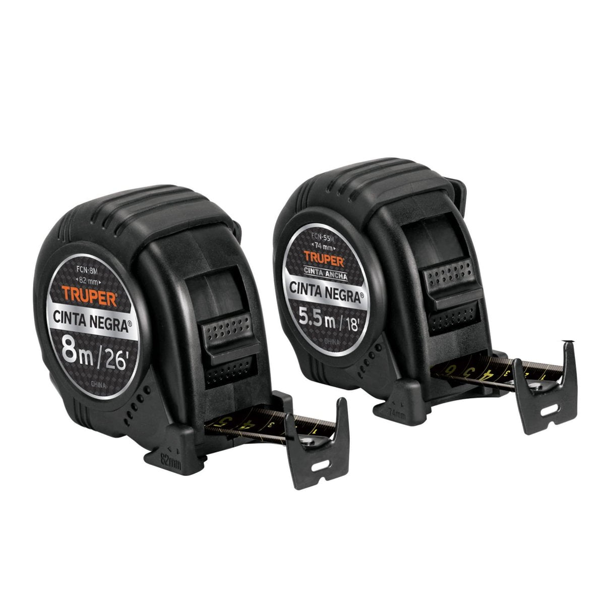 CINTA METRICA 5.5M EXTRA ANCHA NEGRA TRUPER - SUPERMIX
