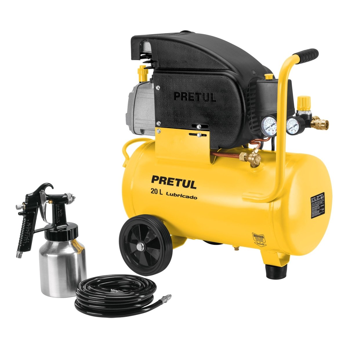 COMPRESOR DE AIRE LUBRICADO DE 20 LITROS CON MANGUERA Y PISTOLA PARA PINTAR - SUPERMIX
