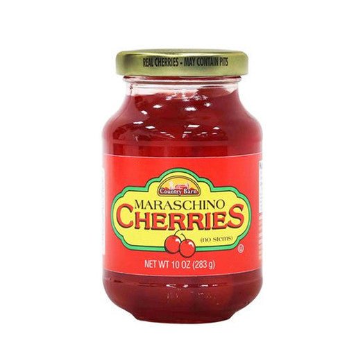 COUNTRY BARN RED MARASCHINO CHERRIES 10 OZ - SUPERMIX