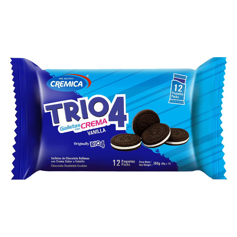 CREMICA TRIO4 GALLETA CHOC RELLENA VAINILLA 28GR - SUPERMIX