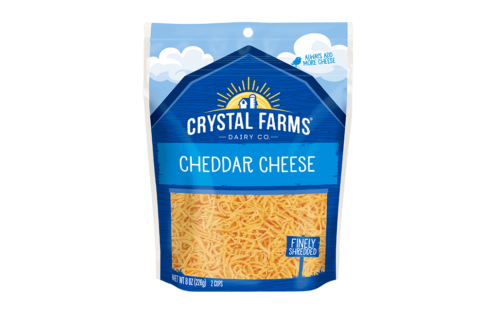 CRYSTAL FARMS FINELY SHREDDED CHEDDAR CHEESE 8 OZ - SUPERMIX