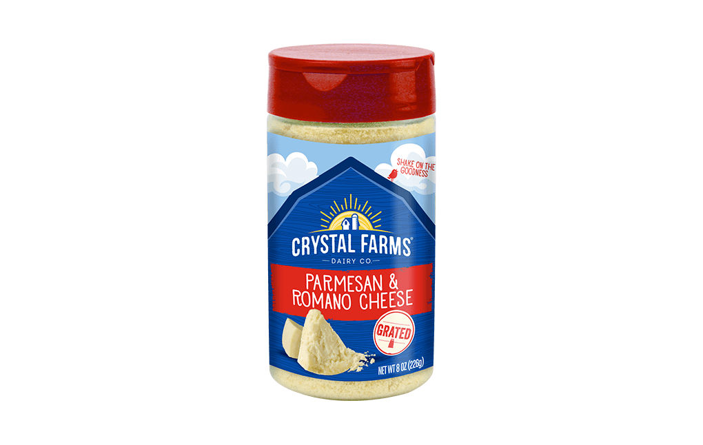 CRYSTAL FARMS GRATED PARMESAN ROMANO SHAKER 8 OZ - SUPERMIX