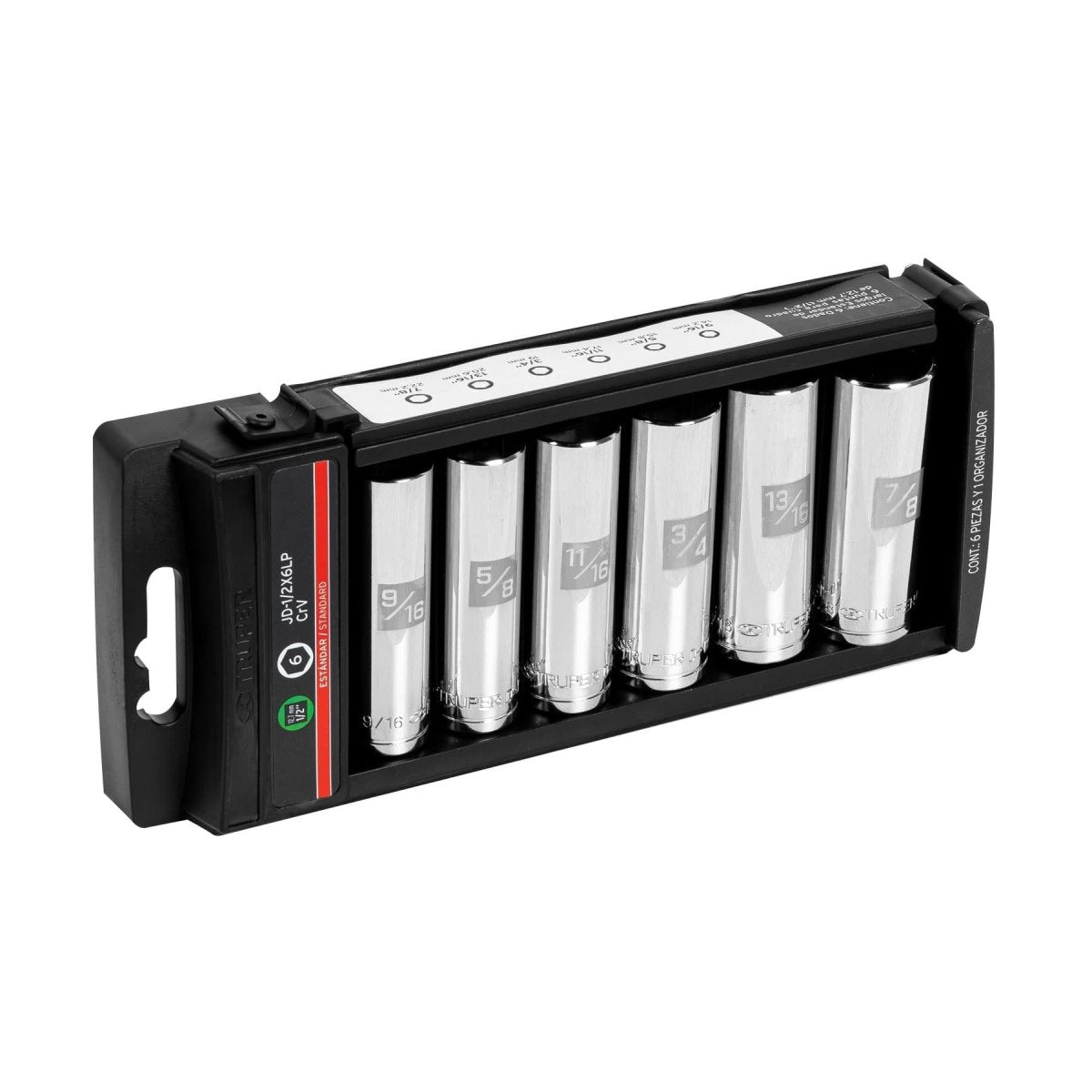 CUBOS MECANICOS JUEGO DE 6 PIEZAS DE 13MM A 18MM ENTRADA 1/2" LARGOS TRUPER.. - SUPERMIX