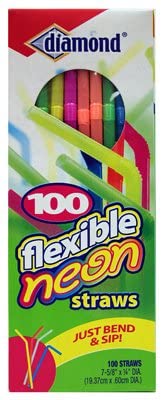 DIAMOND NEON STRAWS 100 CT - SUPERMIX