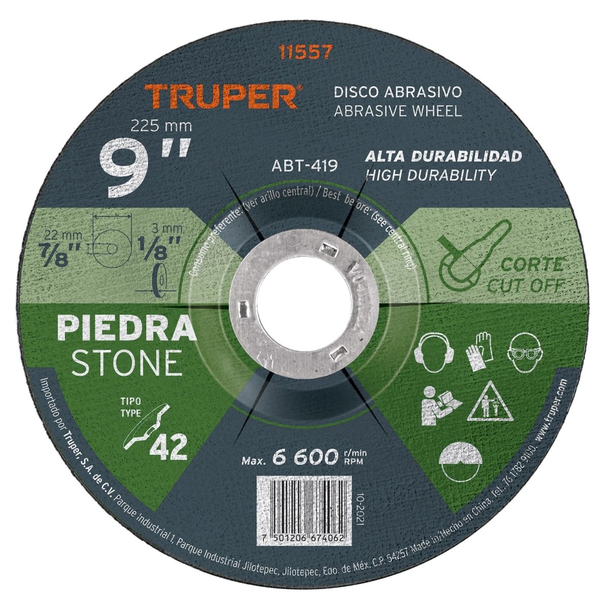 DISCO ABRASIVO P/CORTE PIEDRA ABT - 419 TRUPER - SUPERMIX