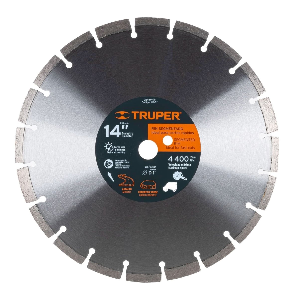 DISCO DE DIAMANTE 14'' PARA ASFALTO TRUPER - SUPERMIX