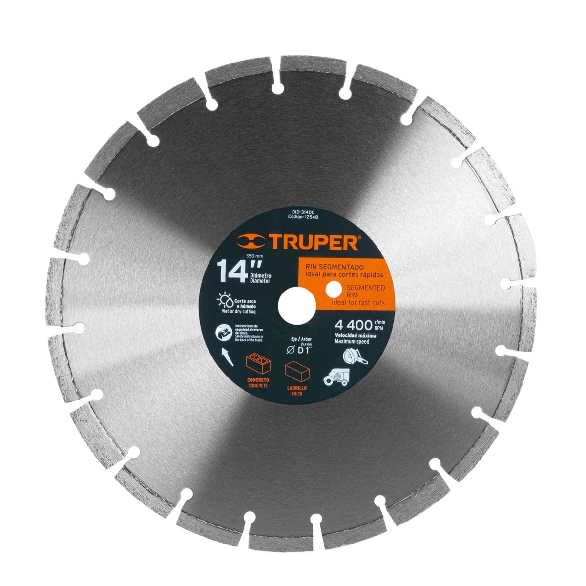 DISCO DE DIAMANTE 14'' PARA CONCRETO TRUPER - SUPERMIX