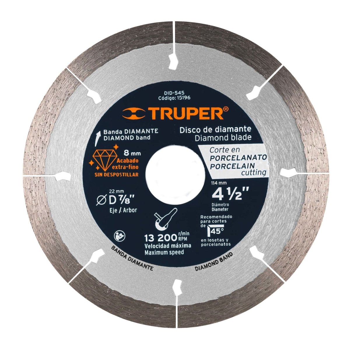 DISCO DE DIAMANTE 4 1/2'' 1.3MM PARA PORCELANATO TRUPER - SUPERMIX