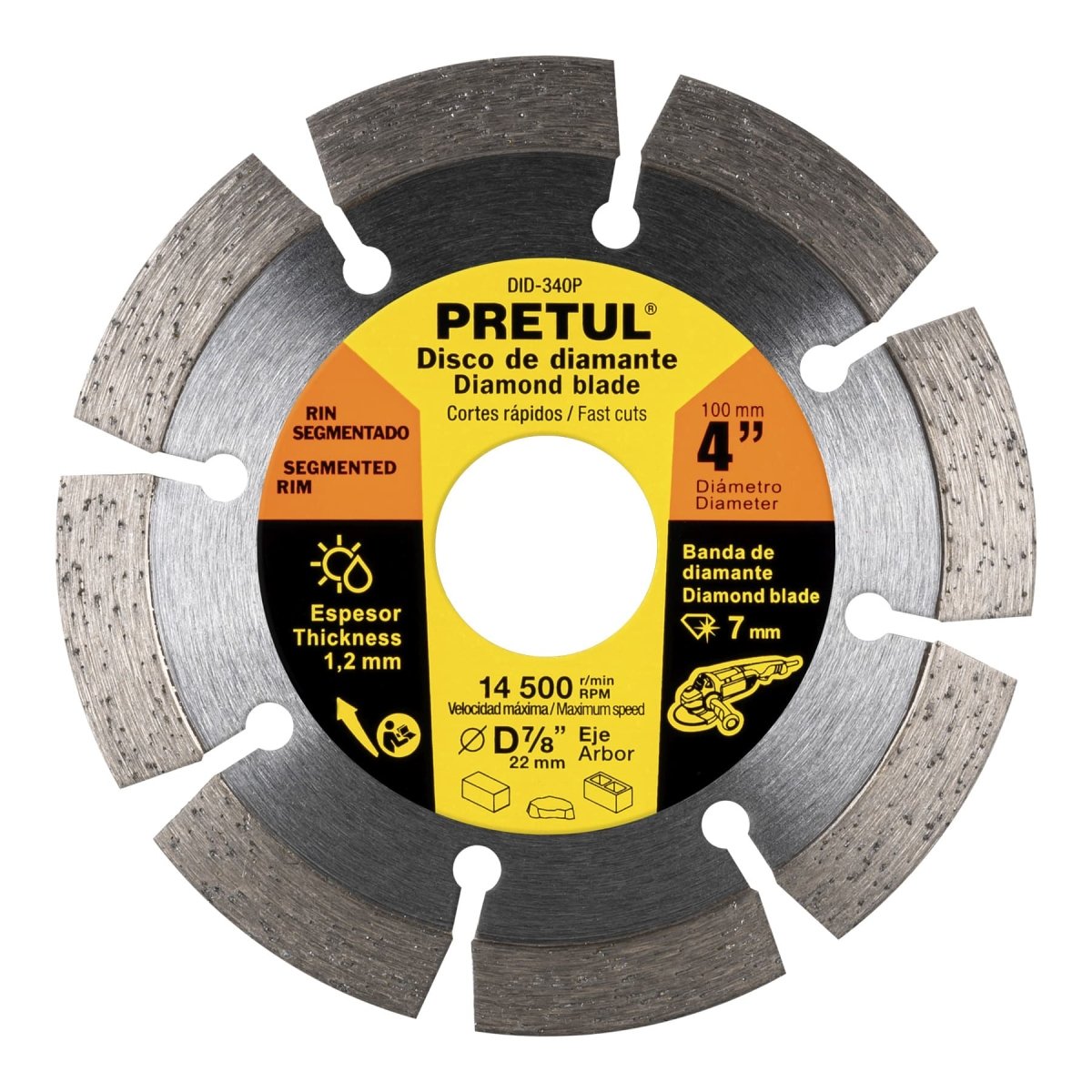 DISCO DE DIAMANTE 4 1/2'' X 1.2MM PARA CORTE DE CONCRETOS RIN SEGMENTADO PRETUL - SUPERMIX