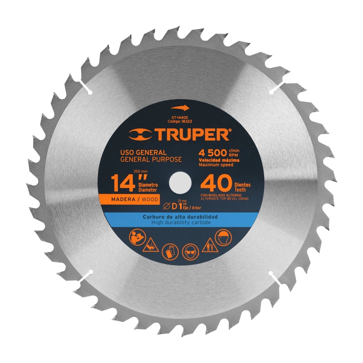 DISCO SIERRA 14" PARA MADERA 40 DIENTES TRUPER - SUPERMIX