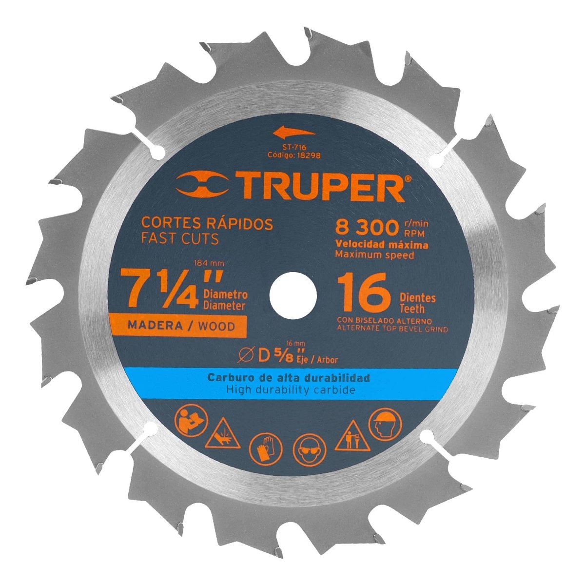 DISCO SIERRA 7 - 1/4" PARA MADERA 40 DIENTES TRUPER - SUPERMIX