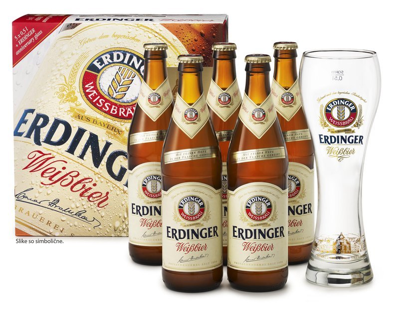 ERDINGER COMBO CERVEZA 5 BOTELLAS 500 ML+ VASO - SUPERMIX