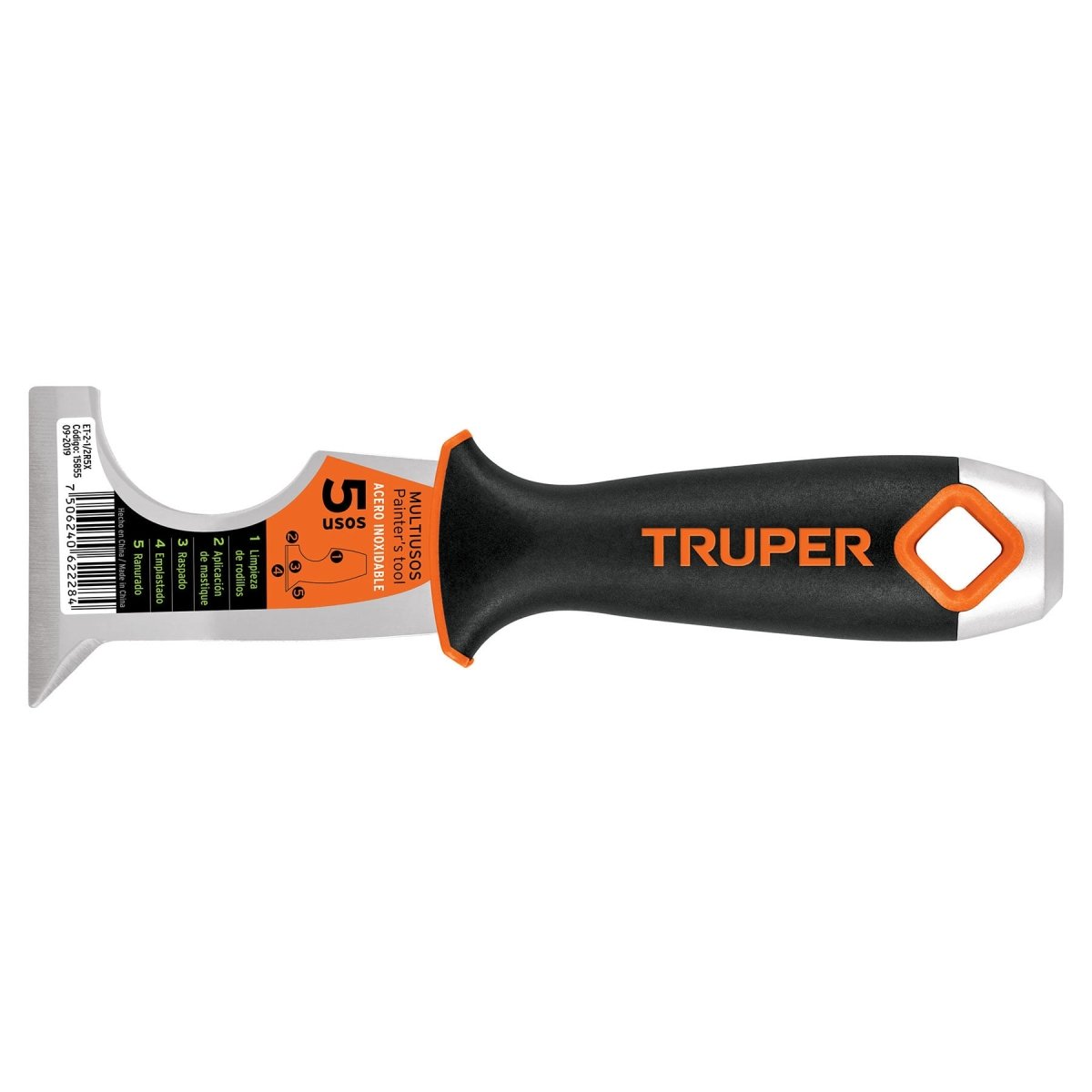 ESPATULA 2 1/2'' DE 5 USOS RIGIDA ACERO INOXIDABLE TRUPER - SUPERMIX