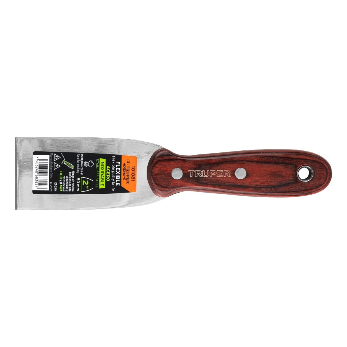 ESPATULA FLEXIBLE 3" ACERO INOXIDABLE MANGO DE MADERA PAKKA TRUPER - SUPERMIX