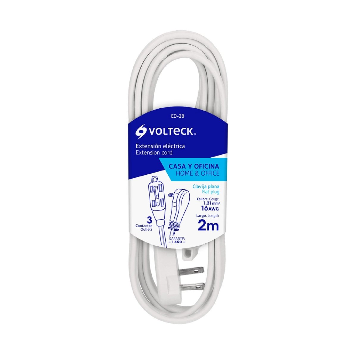 EXTENSION ELECTRICA DOMESTICA BLANCA 10M VOLTECK - SUPERMIX