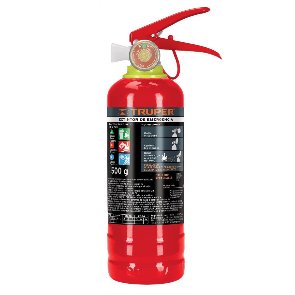 EXTINTOR RECARGABLE 1.2KG TIPO ABC TRUPER - SUPERMIX