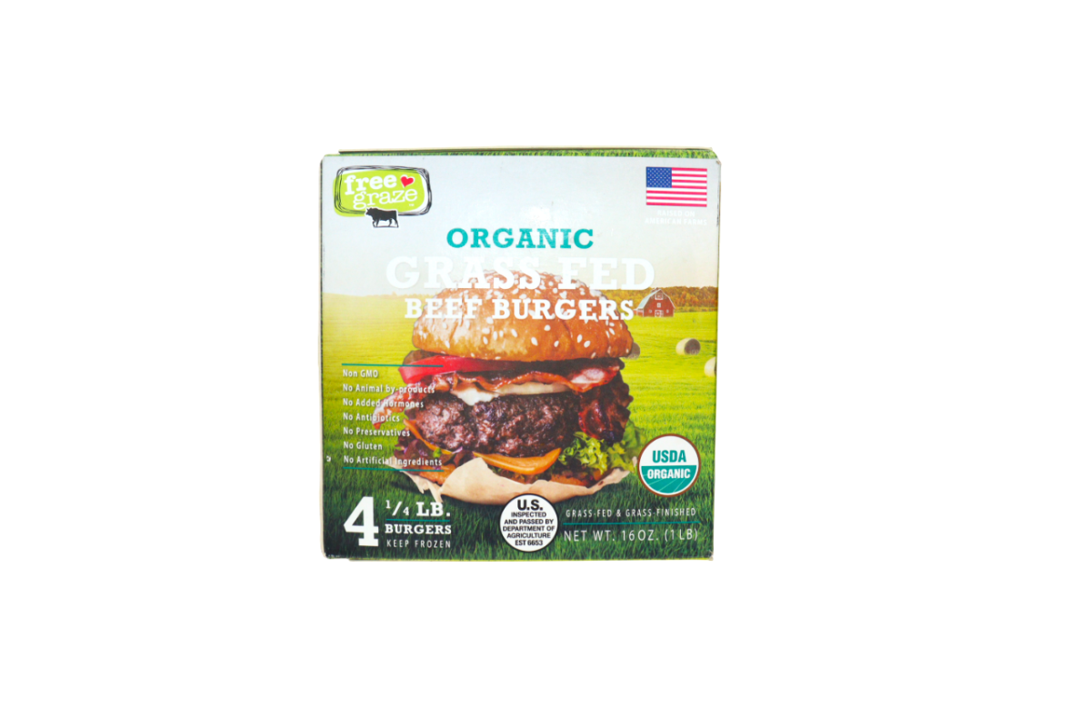 FREE GRAZE ORGANIC GRAS FED BEEF PATTIES 4 OZ 4 PACK - SUPERMIX