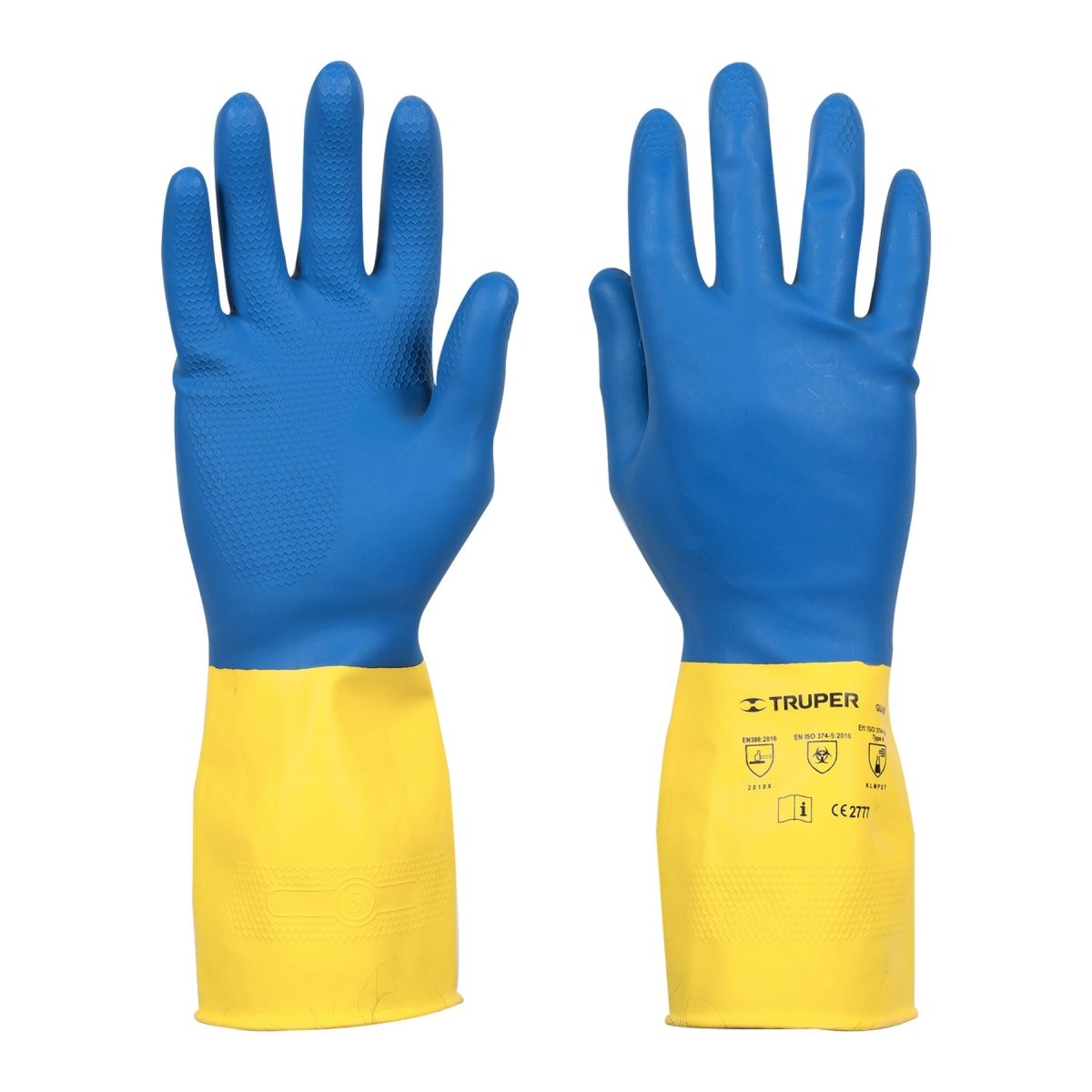 GUANTES DE LATAEX PARA LIMPIEZATALLA G AZUL CO AMARILLO TRUPER - SUPERMIX