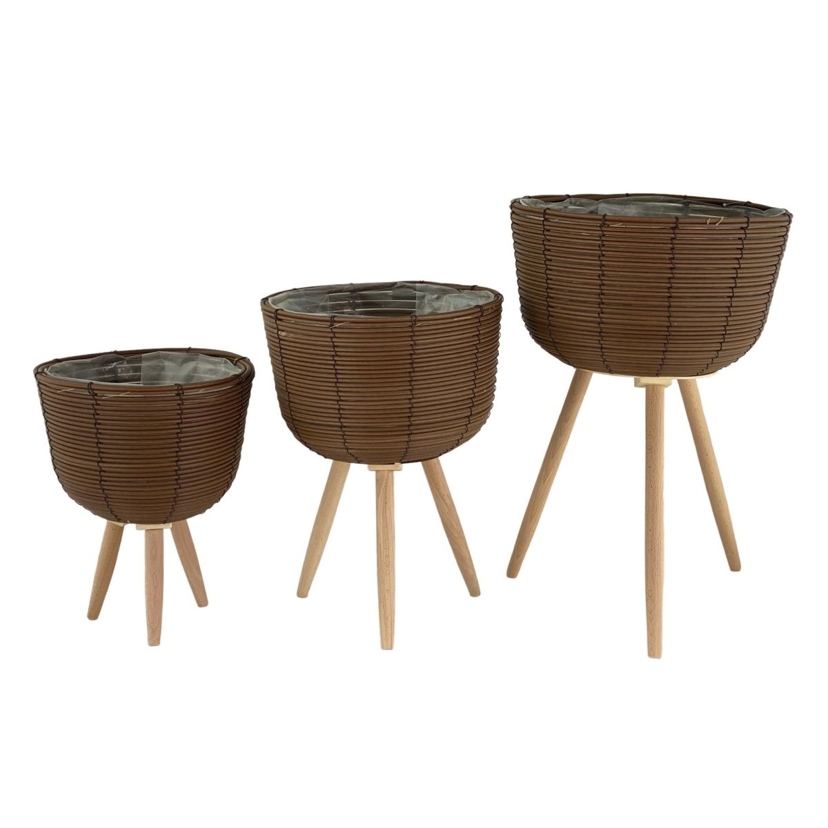 JG CESTA DE PAPEL Y MADERA 3PZ 35.5X35.5X55CM - SUPERMIX