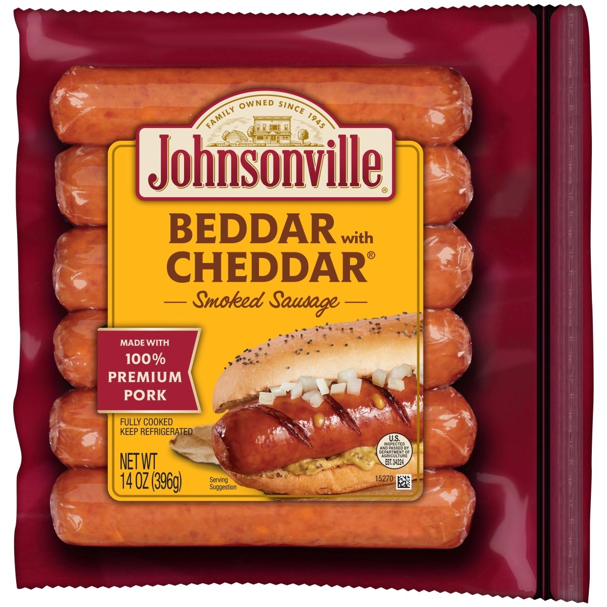 JOHNSONVILLE BEDDAR WTH CHEDDAR 14 OZ - SUPERMIX