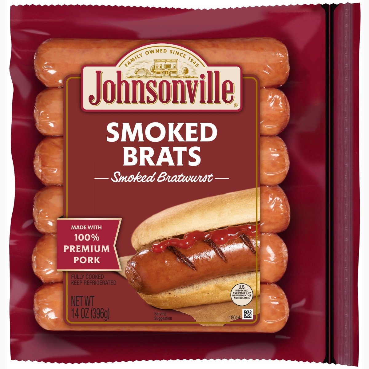 JOHNSONVILLE SMOKED BRATS SAUSAGE PORK 14 OZ - SUPERMIX