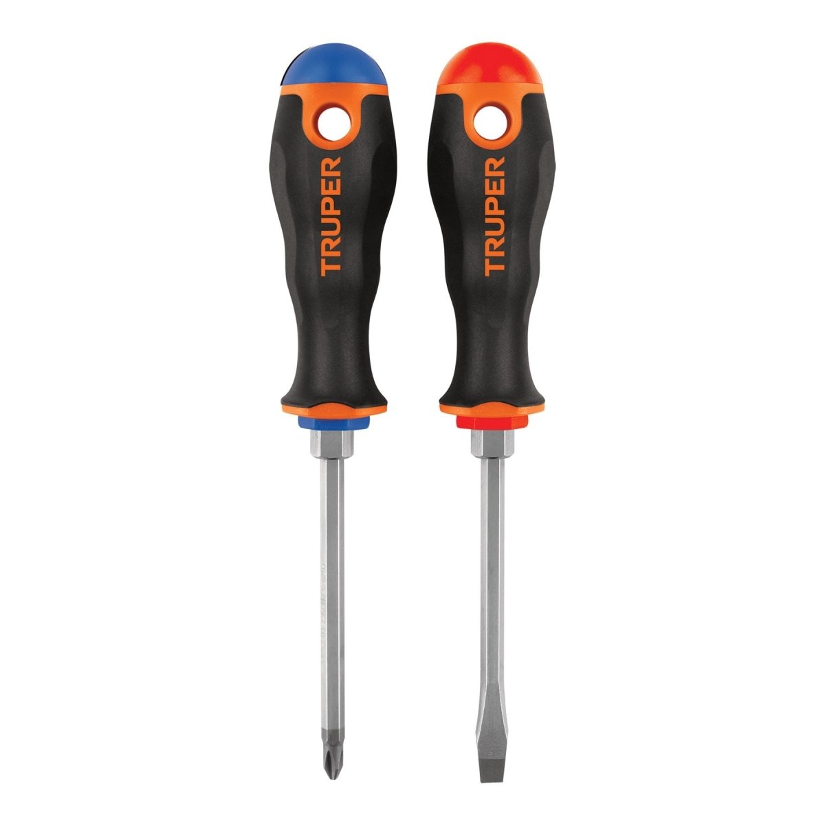 JUEGO DE 2 DESTORNILLADORES ESTRIA Y PLANO 1/4" X 4" MANGO CONFORTABLE TRUPER - SUPERMIX