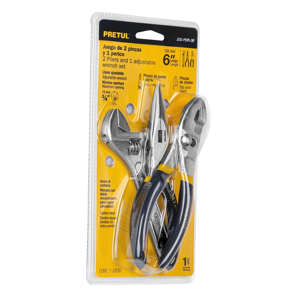 JUEGO DE 2 PINZAS + LLAVE AJUSTABLE PRETUL.. - SUPERMIX