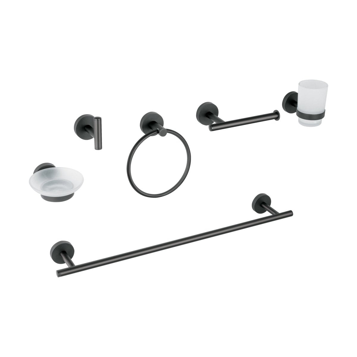 JUEGO DE 6 ACCESORIOS PARA BAÑO ACABADO NEGRO MATE - SUPERMIX