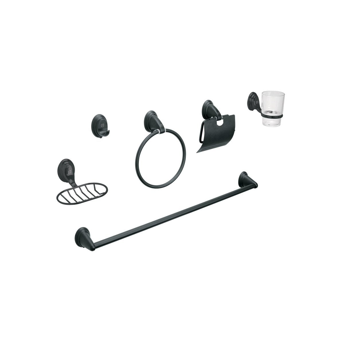 JUEGO DE 6 ACCESORIOS PARA BAÑO, NEGRO - SUPERMIX