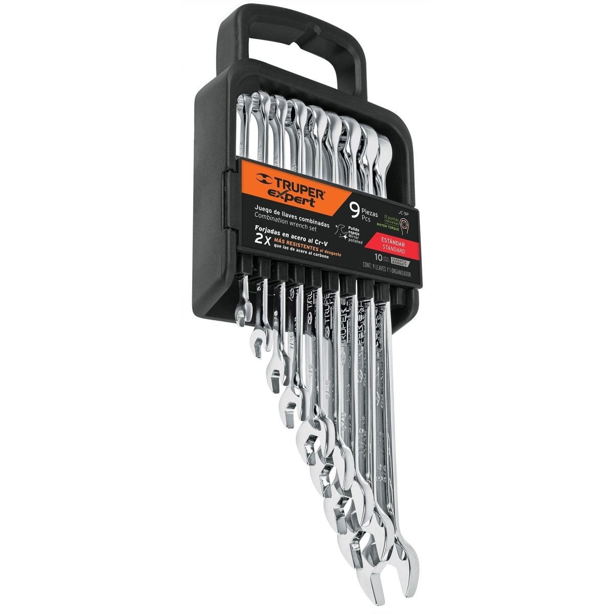 JUEGO DE 9 LLAVES COMBINADAS EXTRALARGA DESDE 1/4" HASTA 3/4" TRUPER - SUPERMIX