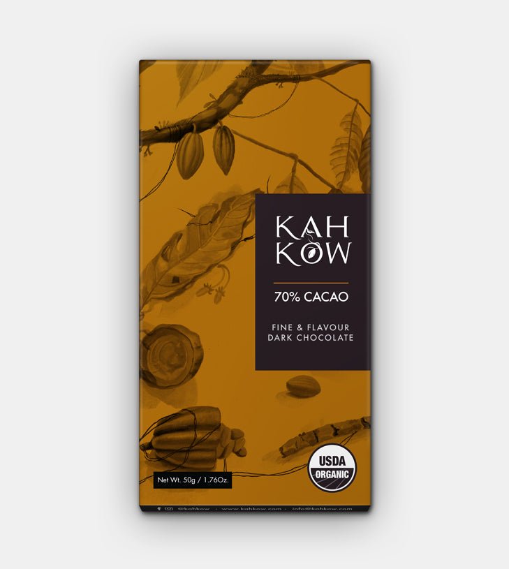 KAH KOW CHOCOLATE ORGANICO 70% CACAO 50 GR TABLETA - SUPERMIX