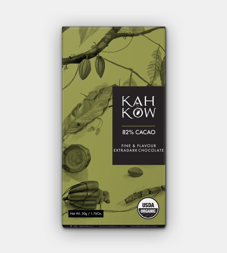 KAH KOW CHOCOLATE ORGANICO 82% CACAO 50 GR TABLETA - SUPERMIX